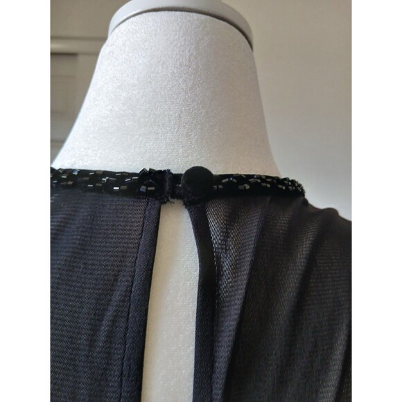R&K Evening Sheer Velvet Top Women Sz 16 Beaded Keyhole Event Formal Preppy Work - Picture 6 of 16